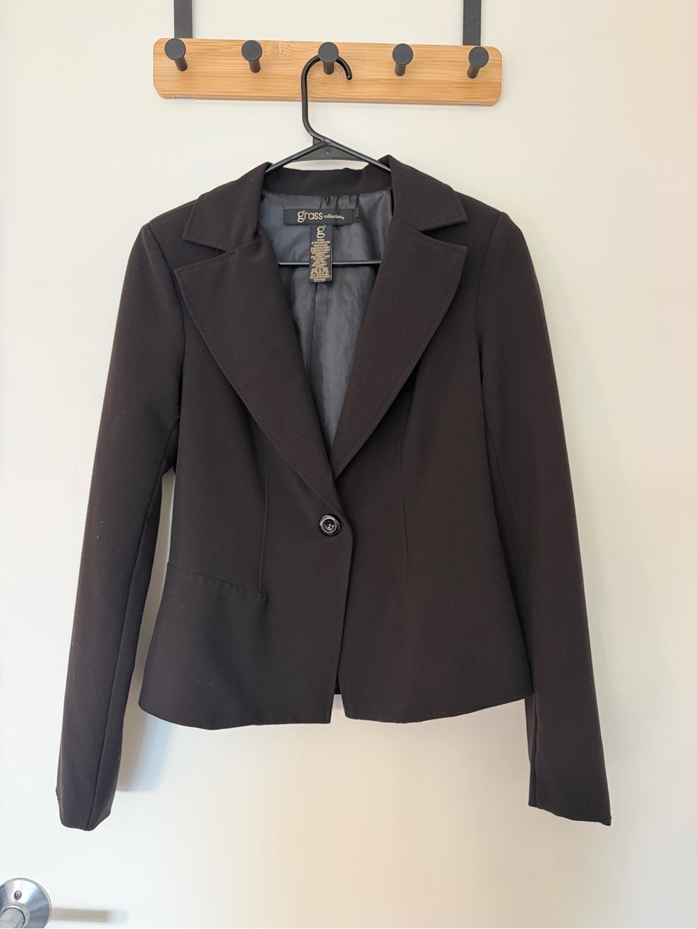 grass collection Black Single-Button Tailored Blazer